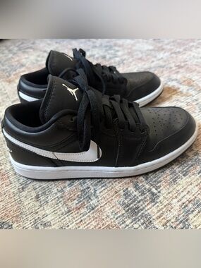 Jordan Low-Top Sneakers - Black with White Swoosh